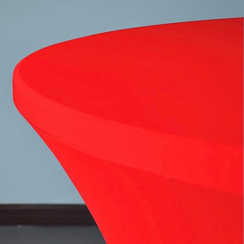 Miniatura 6 de Mantel redondo de elastano ajustable de 5 pies y 60 pulgadas, color rojo, para decoración de bodas, fiestas