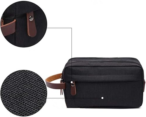 Miniatura 6 de Tumecos Neceser de cuero encerado para hombre, kit de afeitado, accesorios de viaje, bolsa organizadora (verde militar 1)