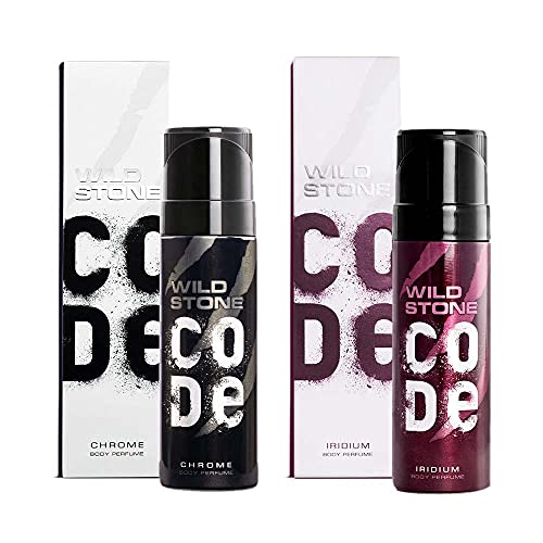 Wild Stone CODE Chrome and Iridium Body Perfume for Men, Pack of 2 (150ml each)|No Gas Deodorant|Long Lasting Body Spray