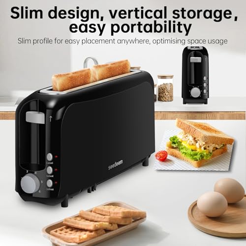 SEEDEEM 2 Slice Slim Toaster, 10" Long Slot, 6 Shade Settings, Black - Image 2