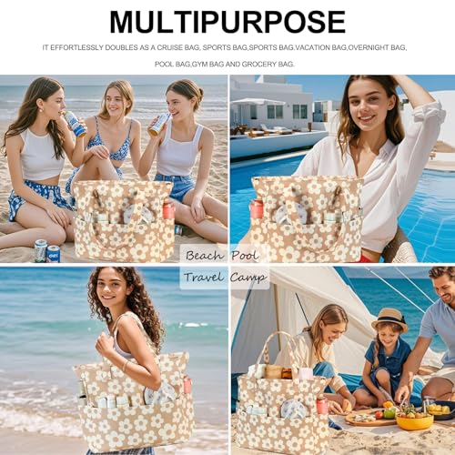 Image of Waterproof Beach Tote Pool Bags for Women Ladies Extra Large Gym Tote Carry On Bag With Wet Compartment for Weekender Travel