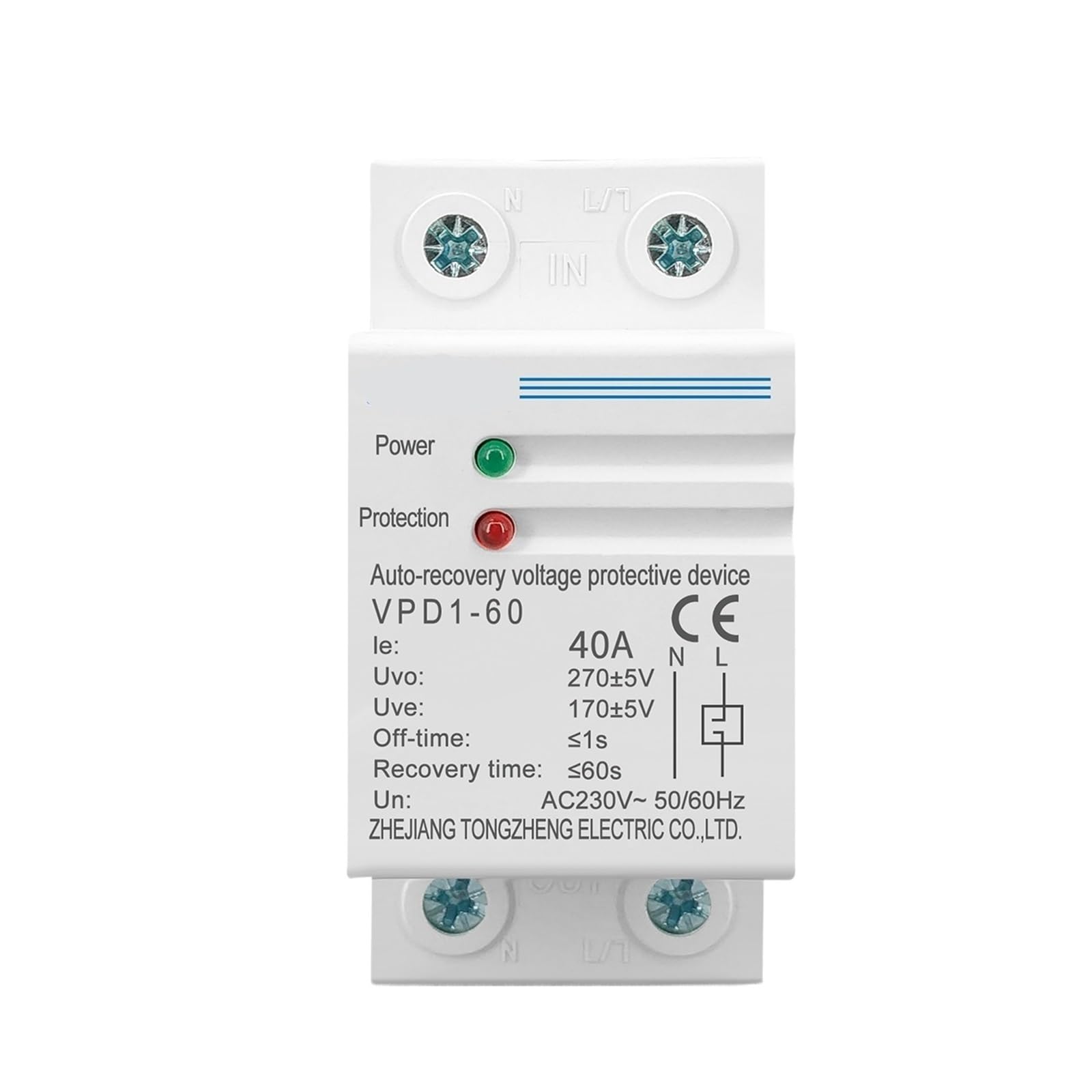 Relais de protection contre les surtensions 40A pour tableau électrique 230V