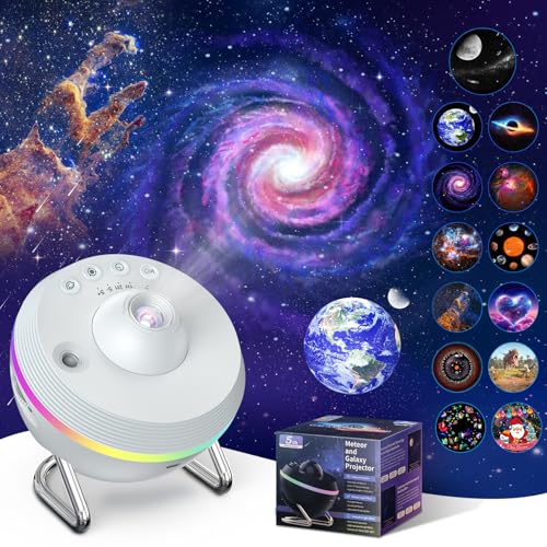 Image of Galaxy Star Projector, 13 in 1 Planetarium Projector Space Ceiling Nebula Starry Sky Night Light with Light Strip, Dynamic Meteor Effect. Home Theater Living Room Decor for Kid Adult Gift