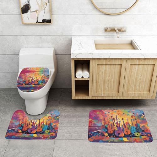 Tapis de salle de bain antidérapants colorés lot de 3 pour sol sécurisé - 4