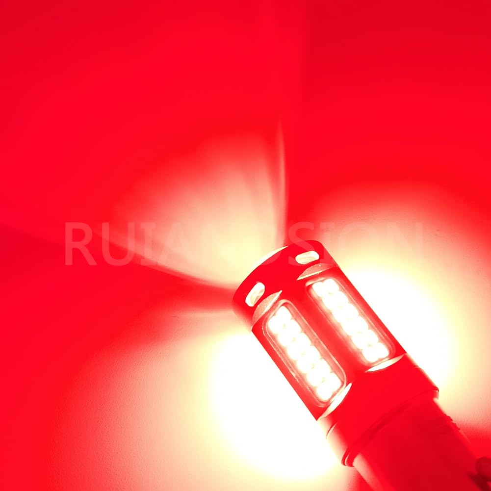 Ruiandsion BAW15S Ampoule LED Super Lumineuse 2016 69 Chipsets à DEL AC 10-30V Sans Polarité 1200LM Rouge Remplacement pour le feu de recul, le feu de signalisation et le feu de queue Paquet de 2