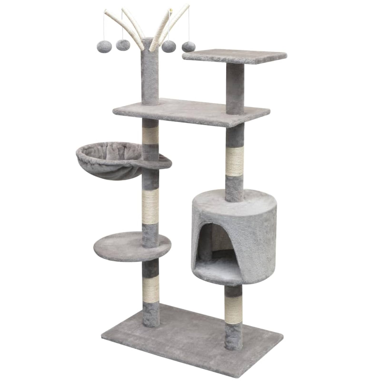 ZEYUAN Katzen-Kratzbaum 125 cm Grau, Katzenkratzbaum, Katzenmöbel, Kratztonne Für Katzen, Aktivitätskratzbäume, Katzen Zubehör