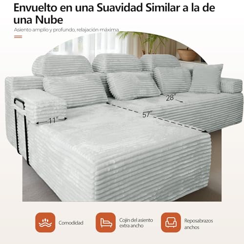 Variante de HOMRELEXA sofa chaise longue barato 276 cm Gris Oscuro