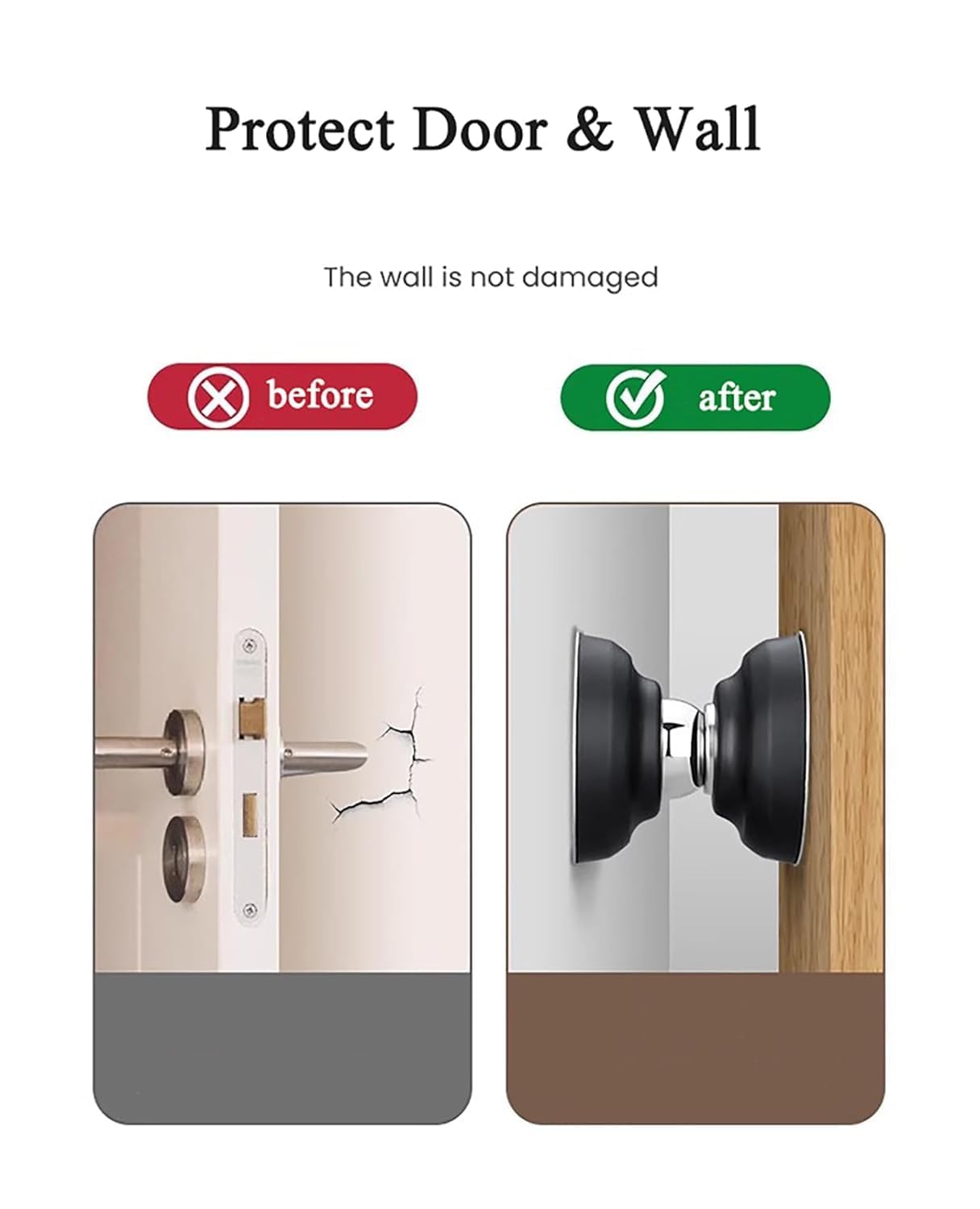 KEMLOZE Magnetic Door Stopper 5 cm (Pack of 1) | Stainless Steel Door Stop with Adhesive Tape | No-Drill Door Holder for Wall & Floor Mounting | Black 2