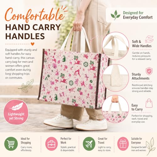 Image of DOUBLE R BAGS Big Heavy Duty Large Eco Cotton Canvas Grocery Shopping Bag for Men & Women Vegetable Milk Fruits with Hand Carry Handle Lunch Box Jhola Tote Bags