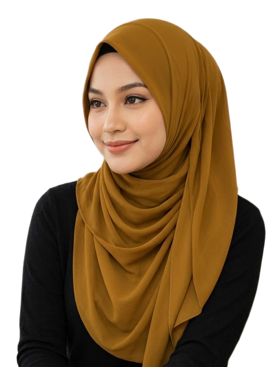 Soft Chiffon Hijab Scarf | Long 2.25 Metre Wrap for Women | Modest Solid Color Shawl & Duppatta-picture-53