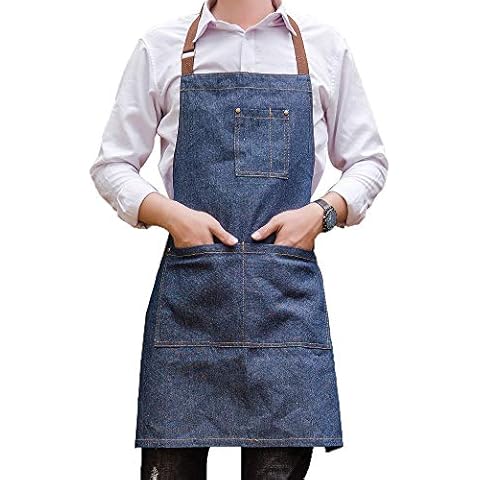 Yiswear Adjustable Multi-Pocket Denim Apron Cover