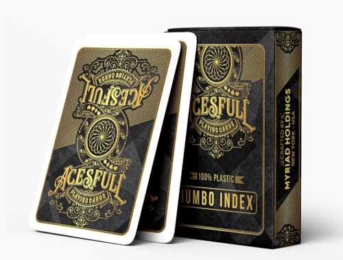 Acesfull USA Playing Cards - Jumbo Index Smooth Finish Ideal for Poker Blackjack Card Games and Magic Tricks Multi Colours (Black)