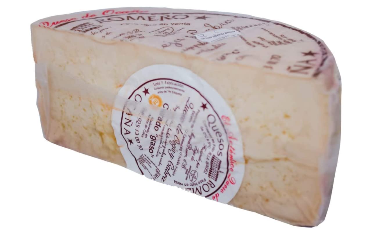 1/2 QUESO ROMERO OCAÑA para paladares exquisitos, graso, mantecoso, con pique, granuloso y quebradizo, color ocre, debido a su larga maduración de hasta 2 años