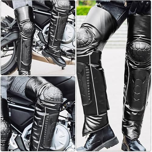 Image of Motorcycle Knee Pads, Leg Warmer, Cold Protection, Adjustable Straps - Protective Gear for Motocross, Snowmobiling, Urban Riding