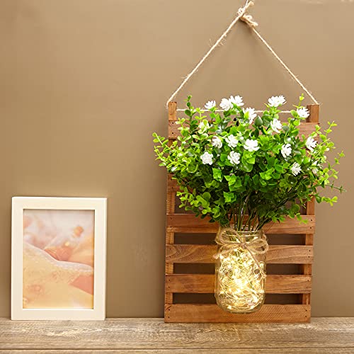 Chot Mason Jar Sconces Rustic Wall Decor Art With Remote Control Led Fairy Light And Hanging Artificial Plants For Farmhouse Kitchen Living Room Decoration #TOP1