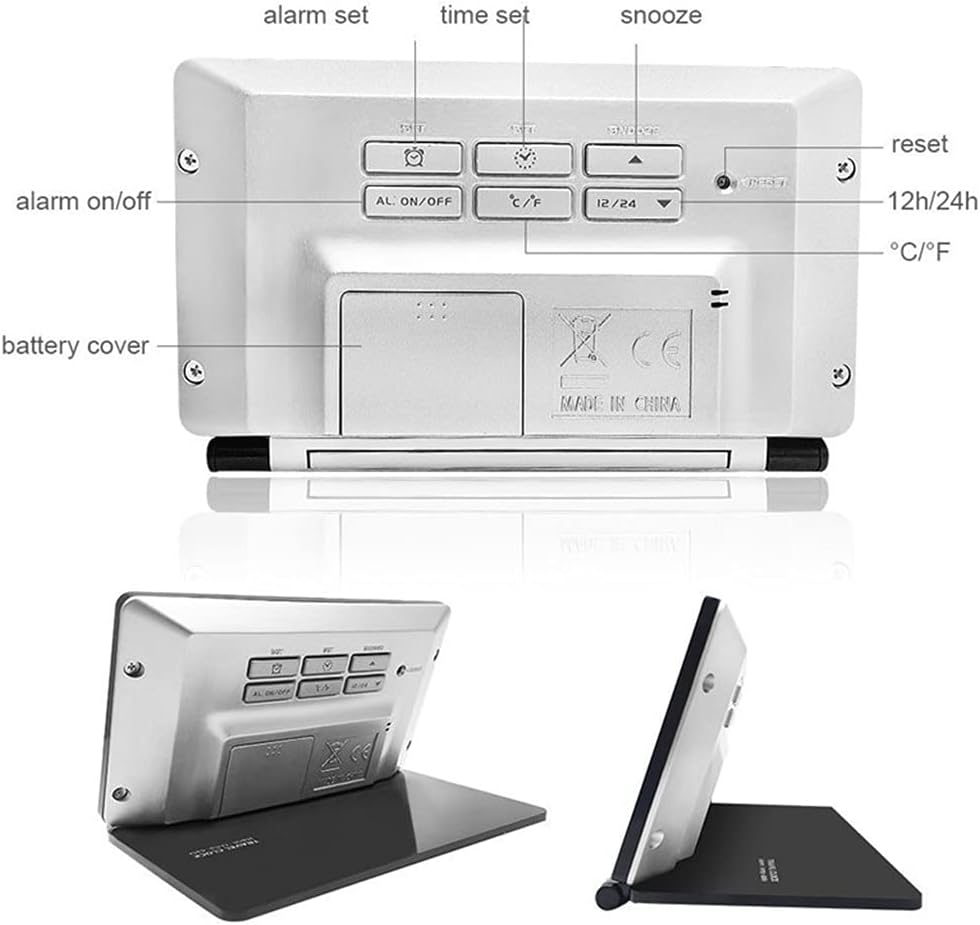 トラベルクロック デジタル目覚まし時計 サイレント電子LCD大画面折りたたみデスクウォッチ 温度 日付時刻 スヌーズクロック(カラー
