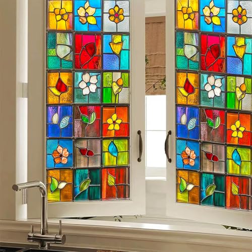 Vinilo Decorativo para Ventana Vidrio Efecto Vitrales BlissYard miniatura 1