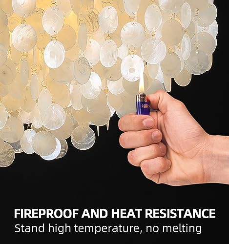 ZEDSUN Modern Capiz Chandelier Lighting 5 Lights, Natural Shell Hanging Ceiling Light Fixtures Contemporary Seashell Coastal Chandeliers for Living Room Hallway Foyer - Image 3