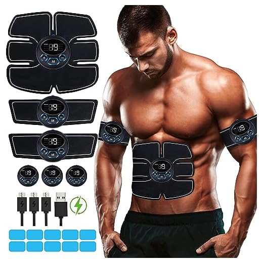 Yjkoo Abs Muscle, Muscle Toner, Portable Muscle Trainer, Fitness Equipment, USB Rechargeable Gear for Abdomen/Arm/Leg, Workout Equipment for Men and Woman, 10pcs Free Gel Pads