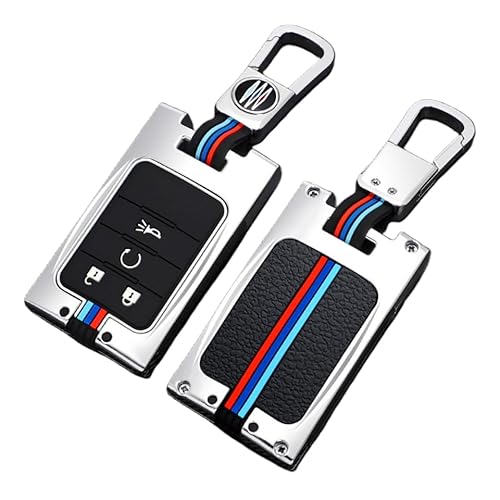 キャデラック 適用 エスカレード Escalade XTS SRX CTS DTS STS コルベットC7 スマート キーケース キーホルダー キーカバー シリコン 亜鉛合金 リモコンキーケース 4ボタン (シルバー)