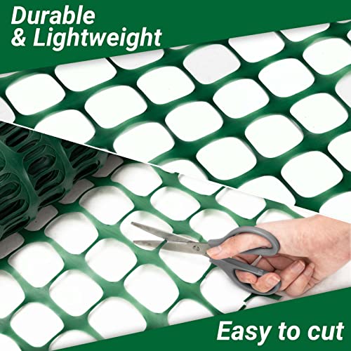 DOEWORKS Safety Fence, 4 x 100 FT Green Plastic Mesh Fence Roll Barrier Netting for Construction Fencing Animal Fencing Garden Fencing and Event Fencing