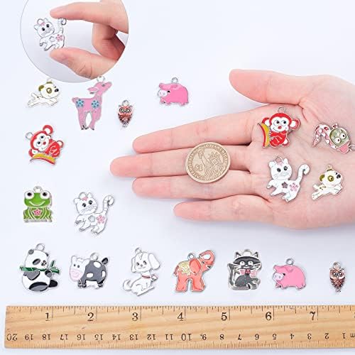 SUNNYCLUE 36Pcs Assorted Enamel Charms Gold Plated Animal Cat Panda Cow Dog Charms Pendants for Jewelry Making Necklace Earrings Bracelet Craft Findings
