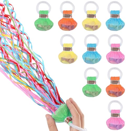 10 Stück Wurf Luftschlangens Luftschlangen Geburtstag Konfetti Luftschlangen Hand Werfen Streamer Konfetti Knallbonbons Poppers für Geburtstag Hochzeiten Weihnachten Karneval Abschlussfeier
