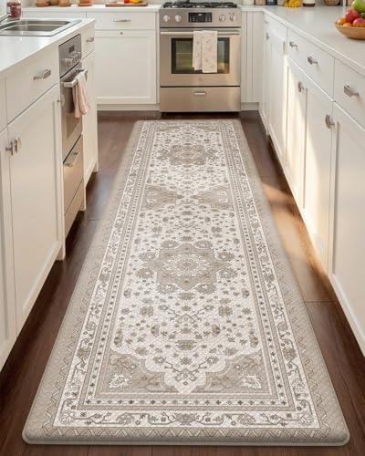 Color&Geometry Kitchen Floor Mat 24x87 Beige