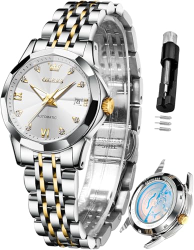 OLEVS Womens Automatic Watches Diamond Stainless Steel Self