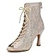 Ballroom Dance Tango Shoes High Boots Rhinestone Lace Up Luxury Sandals Skin Heel 7.5cm 7