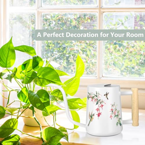 Image of Watering Can Indoor Plants, 35oz Small Stainless Steel Metal Watering Can Modern Decorative Watering Pot with Long Spout for Indoor House Plant Bonsai Garden Flowers (White 1)