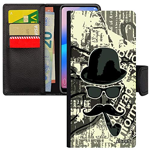 Coque pour Xiaomi Redmi Note 9s etui rabat moustache porte cartes