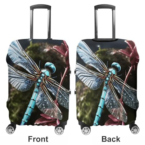 Blue Dragonfly Luggage Cover, Elastic Luggage Protector Fits 19-32in Suitcases, Washable & Anti-Scratch Suitcase Cover for Men Women M3