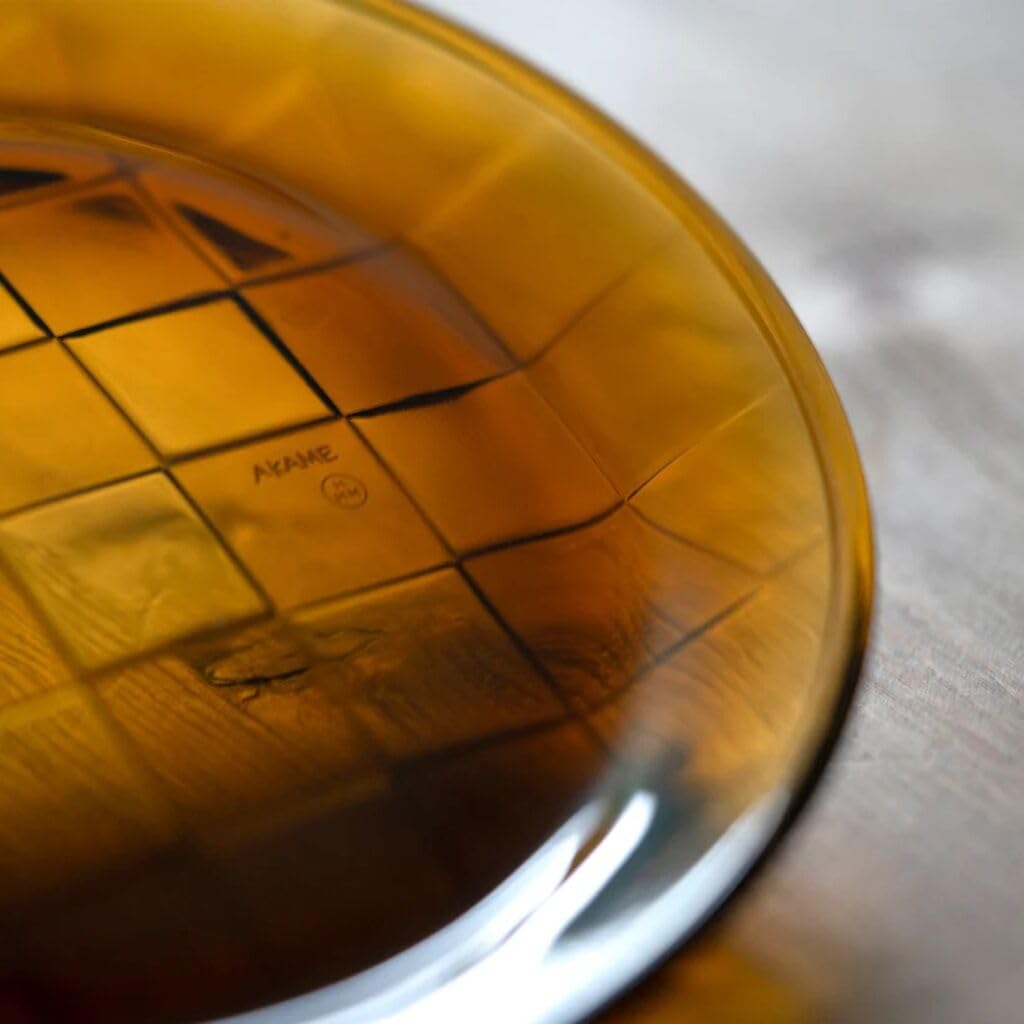 HMM X Akame - Woven Plate - 6.3 Inch Recycled Glass Plate for Salad & Dessert, Small Round Vintage Style Dish with Artisanal Basket Weave Design, SGS Certified - Amber