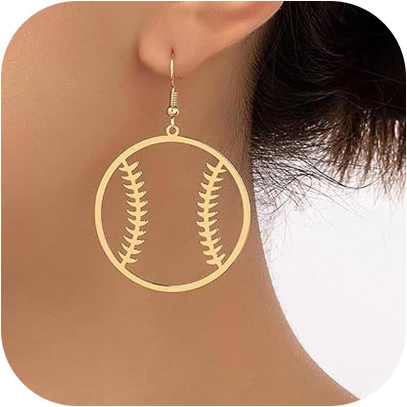 Baseball Earrings for Women Sports Ball Shape Drop Dangle Earring Trendy Sports Jewelry Game Day Outfit Accessories Party Favors Gifts