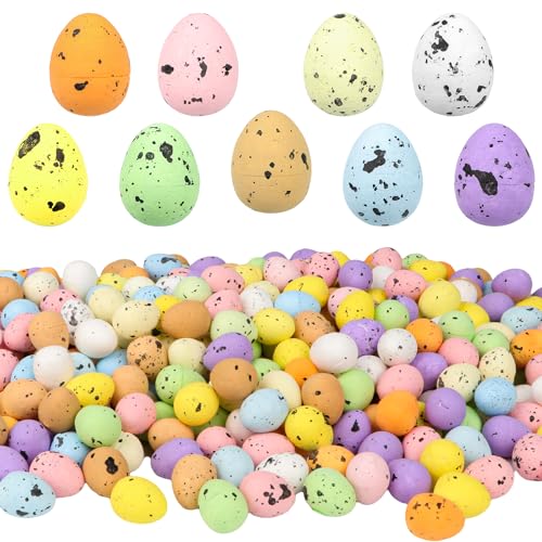 Jangostor 400 Pièces Mini Oeufs de Pâques Mousse colorée Mini Oeufs artificiels Oiseaux Oeufs Faux Oeufs de Pâques Mousse décoration pour Pâques Spring...