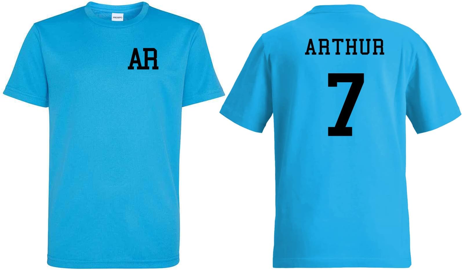 ProspoKids Personalised Sports T-Shirt Customised Printed Varsity Football Team Number Sapphire Blue