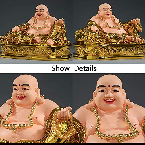 Statue Bouddha Riant Assis en résine sculptée pour décoration zen - 4