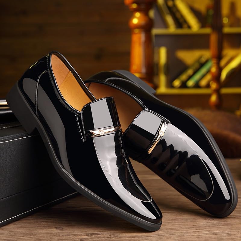 Dress Shoes for Men's Synthetic Leather Wedding Slip-on Breathable Prom Wedding Block Heel Casual4