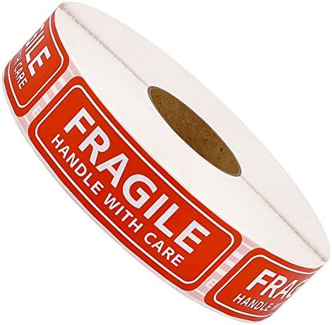 Methdic Fragile Stickers - 1"x 3" Strong Adhesive Fragile Labels 1 Roll/1000 Labels(Handle with Care ,Fragile) Stickers for Shipping and Moving