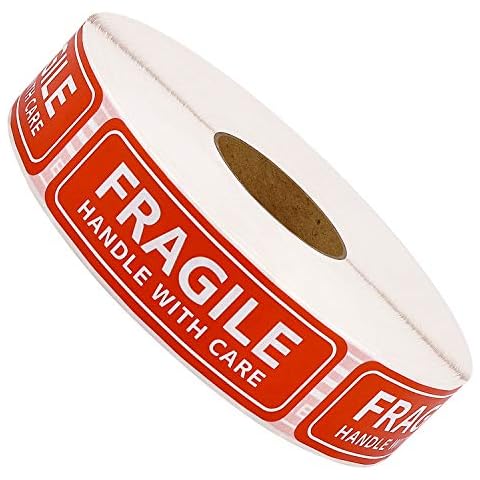Methdic Fragile Stickers - 1"x 3" Strong Adhesive Fragile Labels 1 Roll/1000 Labels(Handle with Care,Fragile) Stickers for Shipping and Moving Cover