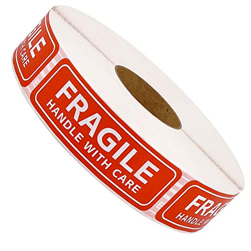 Methdic Fragile Stickers - 1"x 3" Strong Adhesive Fragile Labels 1 Roll/1000 Labels(Handle with Care,Fragile) Stickers for Shipping and Moving Cover