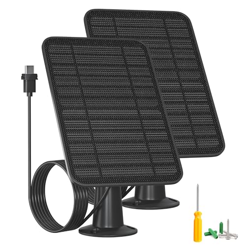 Image of 5W Solar Panel for Blink Camera Outdoor, Solar Panel Charger with Battery Compatible with New Blink Outdoor 4 (4th Gen) Camera, with 13.1ft Cable, IP65 Weatherproof, Includes Secure Wall Mount, 2 Pack