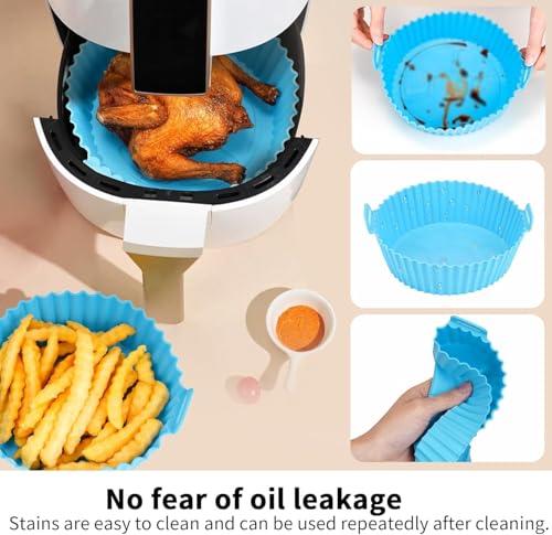 Image of LANFFIA 6 Pcs of Air Fryer Liners Air Fryer Accessories Silicone Baskets /Pots /Liners with Oil Brush and Spatula Set Pack of 8