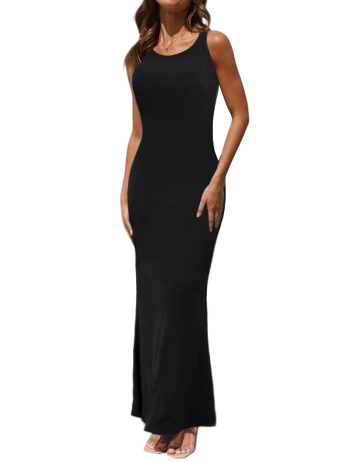 Joyshaper Vestido largo para mujer, ajustado, sin mangas, bodycon