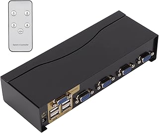 CCYLEZ KVM Switch,USB VGA Cable KVM Switch with 4 USB Connector VGA 1920 x 1440 Resolution,VGA KVM Switcher for WIN XP, WIN VISTA, Win 7, Netware, Unix, OS X(black)