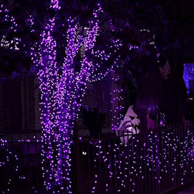 Dazzle Bright Purple Fairy String Lights, 4 Pack Total 80FT 240LED Copper Wire Battery Operated Waterproof Lights, Halloween Decorations for Indoor Home Outdoor Patio Yard Party Decor