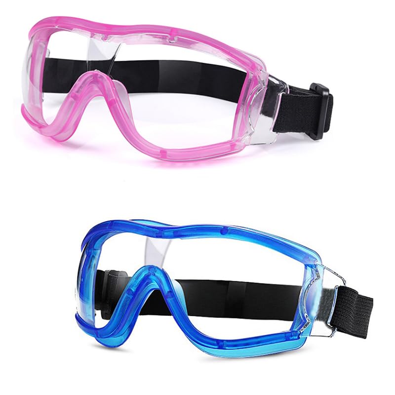 TIAKNAE 2 Pack Kids Anti-fog Safety Goggles, Kids Lab Goggles,Soft silicone nose cushion and adjustable headband, Compatible with Nerf Gun，Science...