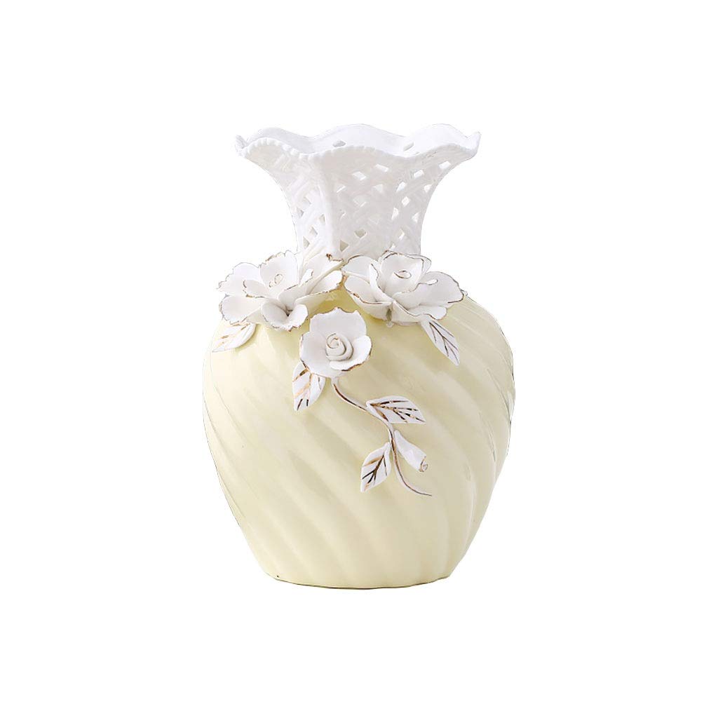 Vase en céramique jaune TUSUOD pour arrangement de fleurs séchées de salon