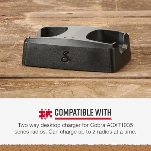 Image of Cobra ACXT 1000 Dock Charging Station for 2 Walkie Talkies with UBS Charging Cable - Dual Desktop Portable Charger, Compatible with AXCT1035R Rugged Outdoor Models